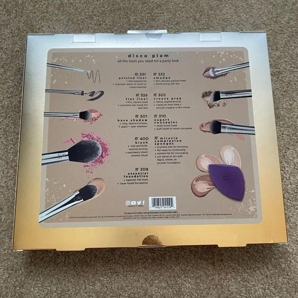 Real Techniques Disco Glam Brush Set Makeup Brushes Make Up Face Skin MUA NEW